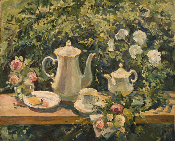 Still Life with White Dishes by Olga Belakovskaya